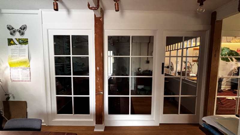 Office fit-out with a glazed timber partition